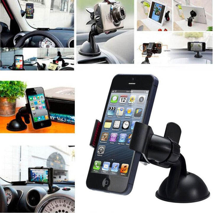 Universal In Car Windscreen Suction Clamp Mobile Phone Mount Holder Cradle Black