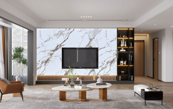 White & Gold Marble Panel