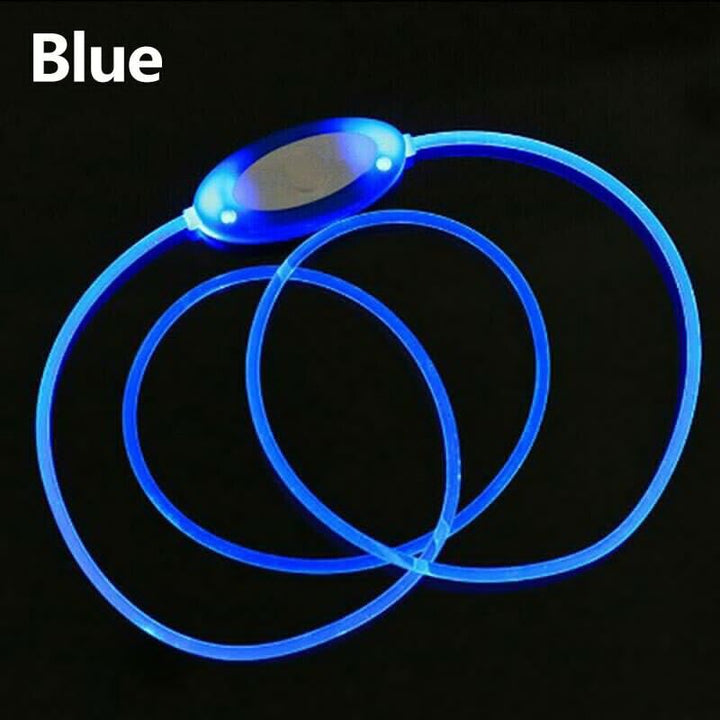 Light Up Pet Dog Collar LED Adjustable Night Safety Luminous Flashing Collar-Blue