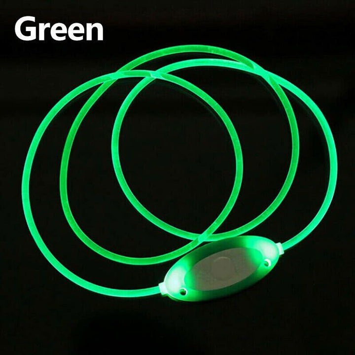 Light Up Pet Dog Collar LED Adjustable Night Safety Luminous Flashing Collar-Green