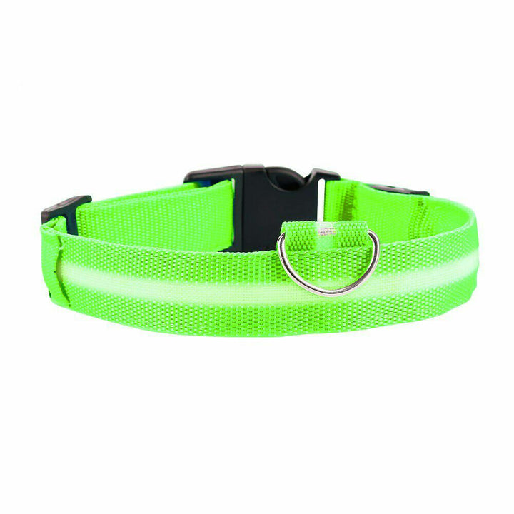 Battery Operated LED Dog Pet Collar Flashing Luminous Safety Night Light-XL-Green