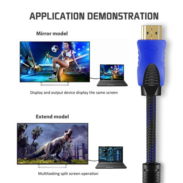 1.8M HDMI Cable High Speed HDMI Male to Male v2.0 Braided Ultra HD 4K 2160p Lead