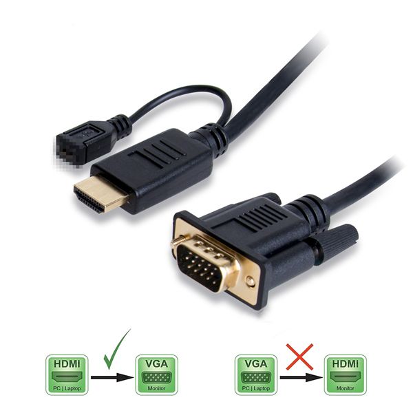 HDMI to VGA D-SUB With 3.5mm Audio Cable Converter Adapter for Laptop Projector