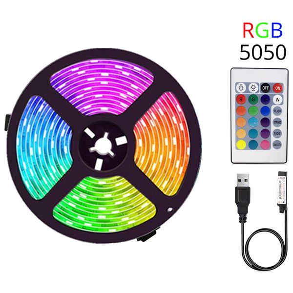 5050 RGB LED Strip Lights 5V USB Colour Changing Tape Lighting + Remote Control-1M 30LED Full Kit