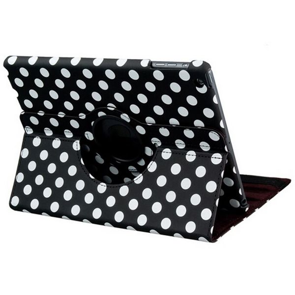 360 Rotating Polka Dot Print Flip Leather Stand Case Cover for Apple iPad 2 3 4