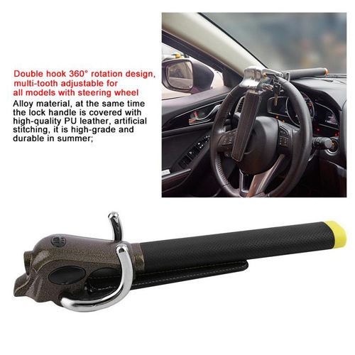 Heavy Duty Car Van Steering Wheel Lock Foldable Twin Hook Anti Theft Security