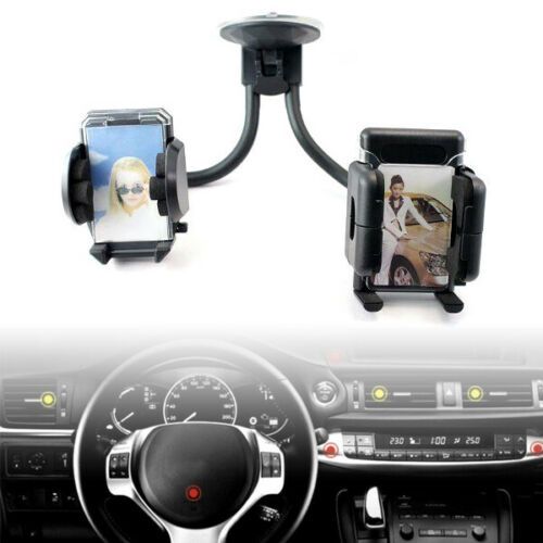 Double Dual in Car Windscreen Suction Mobile Phone Mount Holder Bracket Stand