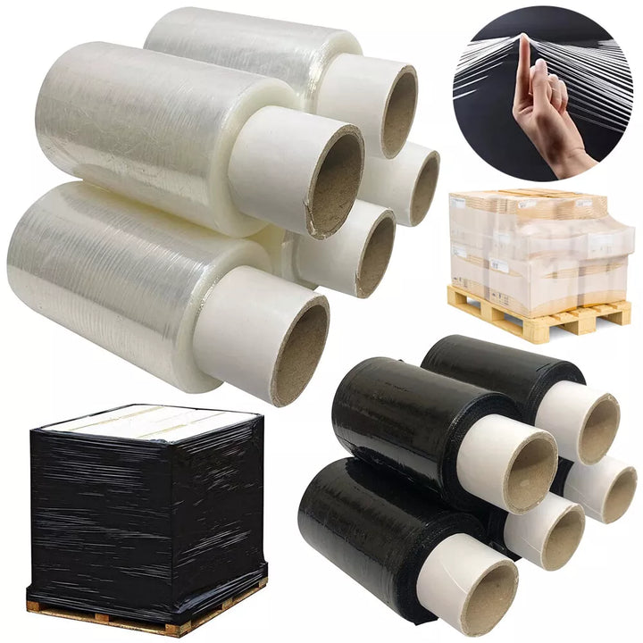 Black/Clear Mini Pallet Stretch Shrink Wrap 100mm x 150m Rolls