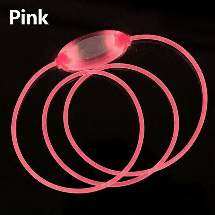 Light Up Pet Dog Collar LED Adjustable Night Safety Luminous Flashing Collar-Pink