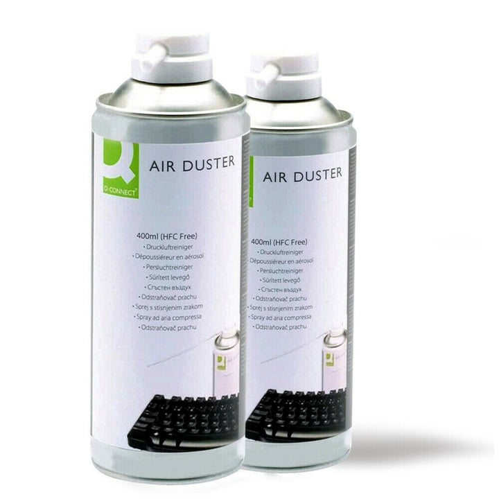 Q Connect Compressed 400ml Air Duster Spray Can Blower Cleaning Gas - 2 Pack