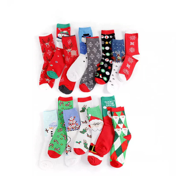 New Winter Socks Christmas Cartoon Print Warm Soft Cotton Socks Stocking Gift