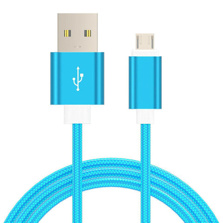 3m Fast Charge Micro USB Cable Braided Data Sync Charger Charging Phone Lead Wire Blue