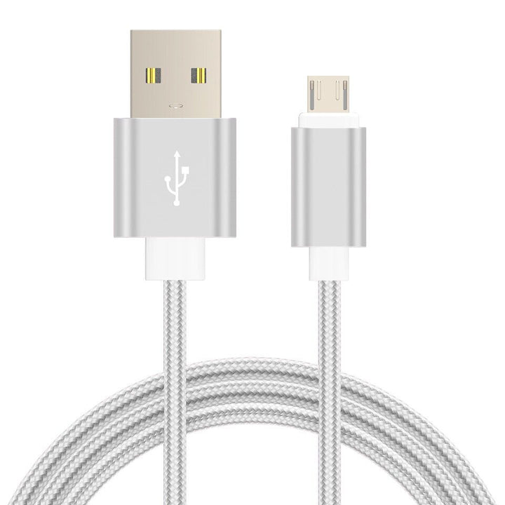 3m Fast Charge Micro USB Cable Braided Data Sync Charger Charging Phone Lead Wire Silver