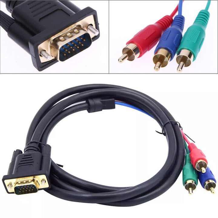 VGA Male to TV 3 RCA Male Component AV Audio Video Adapter Cable Converter Lead