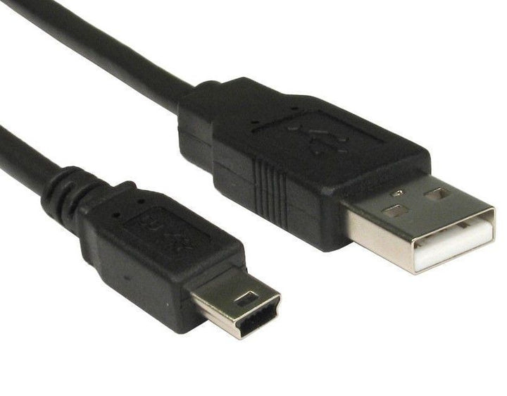 1M USB 2.0 Type A Male to Mini B 5 Pin Data Sync And Charging Cable Lead BLack