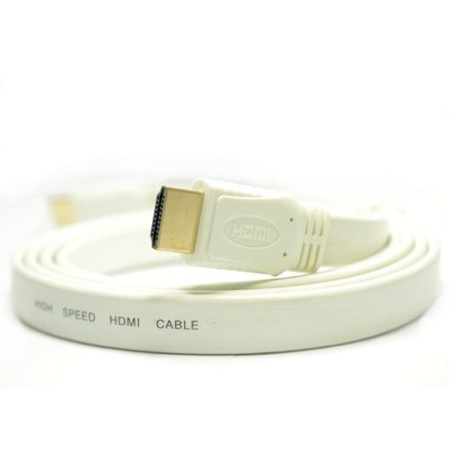 2m Meter Flat White HDMI Cable Gold Plated v1.4