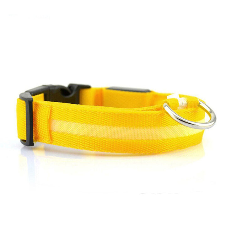 USB Rechargeable LED Dog Pet Collar Flashing Luminous Safety Night Light-XS-Yellow